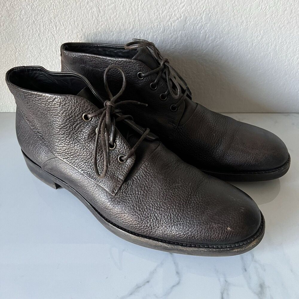 John Varvatos Mens Leather Chukka Boots Made In Italy Size 9 Dark Brown
